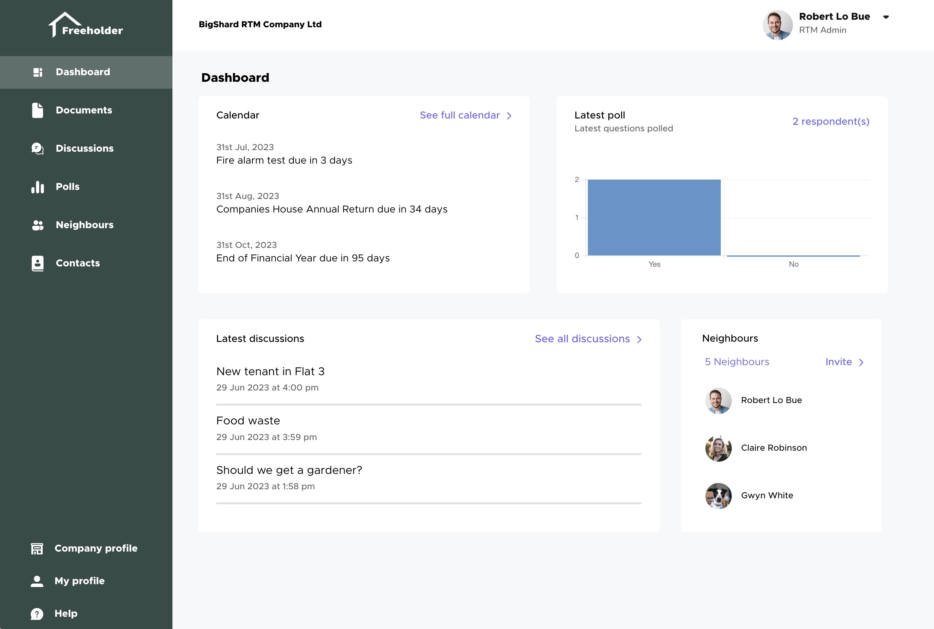 Leaseholder.app Dashboard Screenshot